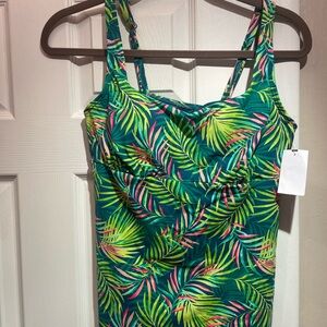 NEW Lands' End Square-Neck Underwire Tankini Swimsuit Top; Size: 8